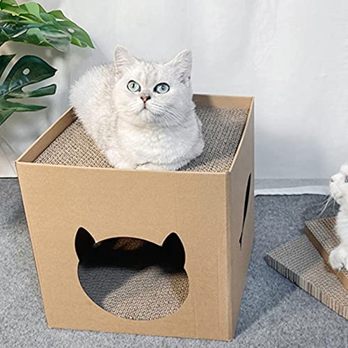 Casa do Papelão, Caixinha para gato, Casa para gatos com almofada para arranhar, casa para arranhar