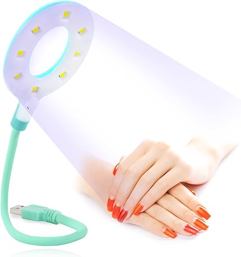 XttnBM Lámpara de uñas LED UV USB de 16 W, mini lámpara secadora de uñas para uñas de gel, 8 cuentas UVLED, cable flexible de cuello de cisne,