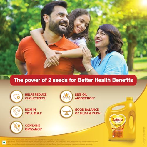 Image of Saffola Total Oil | Heart Pro | Multi source Edible Oil (Blend of Refined Ricebran oil & Refined Sunflower oil) | Power of 6 | Helps Manage Cholesterol | 2 Litre Jar
