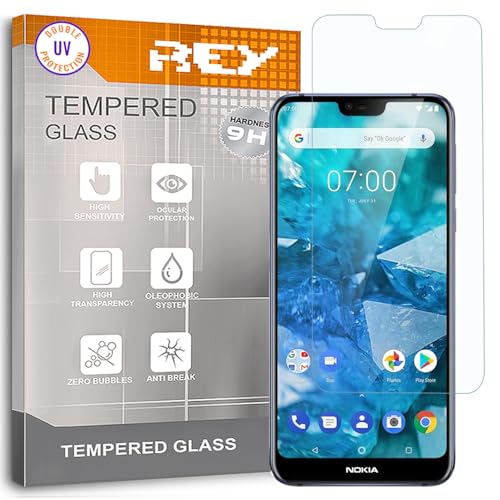 REY Protector de Pantalla para Nokia X7-7.1 Plus, Cristal con Doble Protección UV, Vidrio Templado Premium 9H+