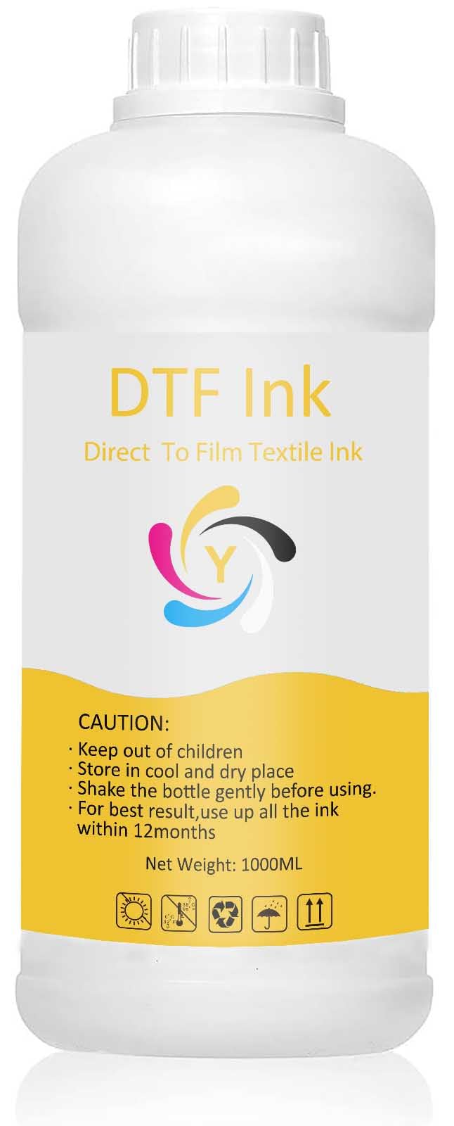 DTF Ink Yellow 1000ML Refill for Printhead DX5 DX7 5113 XP600 L3200 4720 TX800 L1800 L805 R1390 Printer, for Heat Transfer Film Printing (1 Pack)