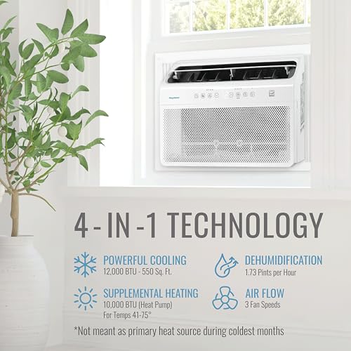Keystone Energy Star 12000 BTU Fenstermontage- Klimaanlage Wechselrichter mit hocheffizientem und leisem Betrieb und Fernbedienung, Wechselstromfenster für-7