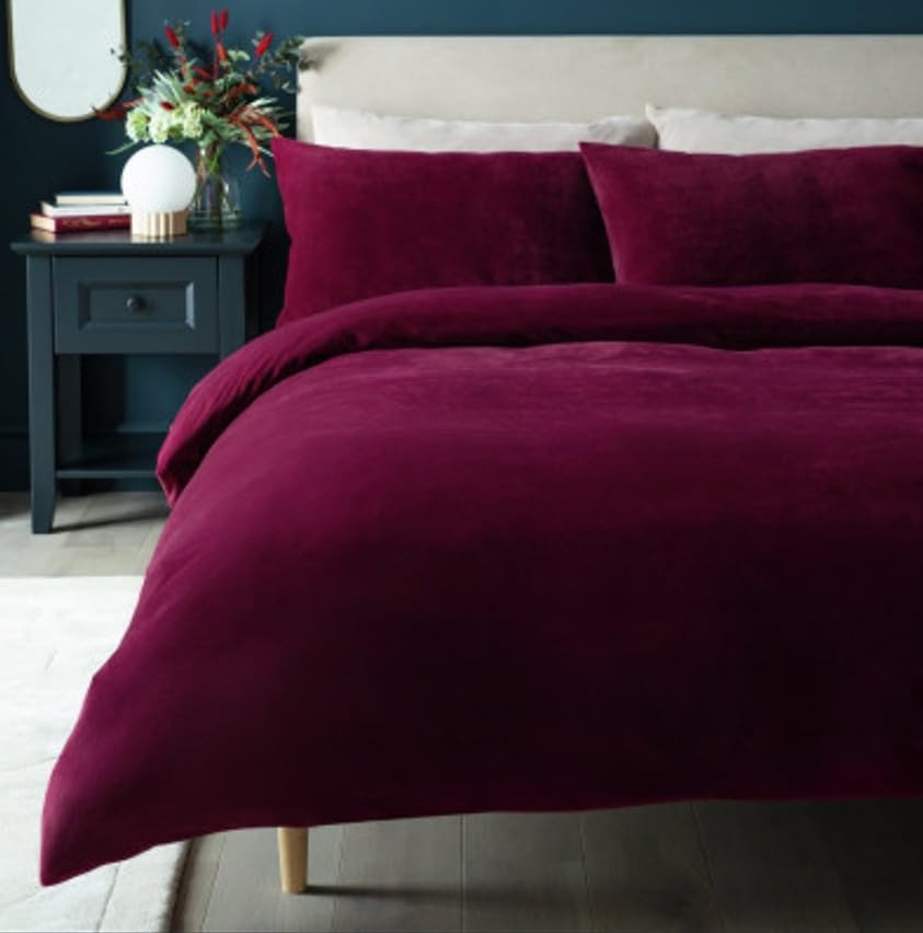 Image of Amazing Super Soft Double Bed Woollen Quilt Cover, 310TC Warm Duvet Cover, Woolen Duvet Cover /Rajai Cover /Blanket Cover /Quilt Cover King Size=90x100 Inches, Winter Blanket Cover (Wine)