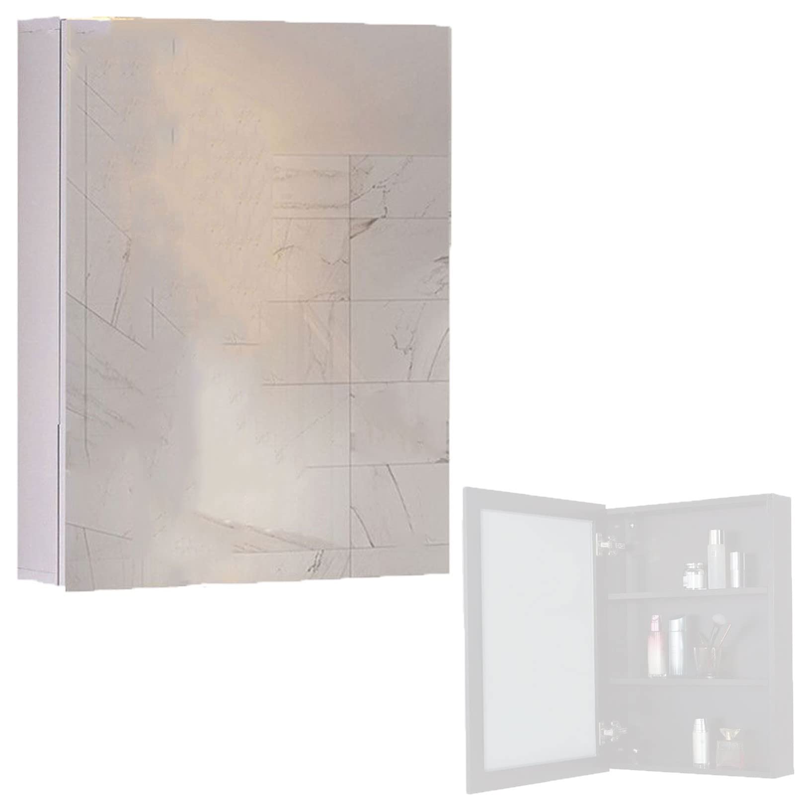 Bathroom Cabinet with Mirror, Wall Unit for Toilet, Toilet Storage, Door Cabinet Bathroom with Mirror, Bathroom Locker, Aluminium Alloy for Small Apartment, White, B1-40 x 60 cm