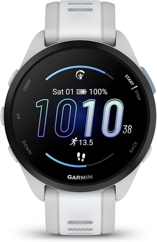 Garmin Forerunner 165 Music Smart Sport Watch, Mist Gray + Whitestone 010-02863-31 Bundle with Deco Essentials 3X Nylon Elastic Bands, 3X Silicone Dust Cover and 2X Screen Protector
