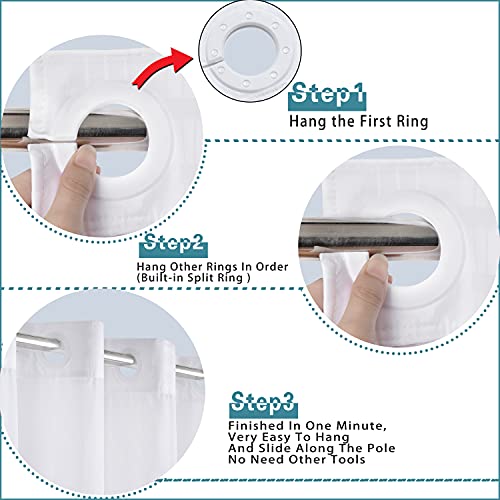 Conbo Mio Hotel Grade Fabric Shower Curtain No Hooks Required With Snap In Liner For Bathroom With See Through Top Window, Spa, Machine Washable, Shower Curtain (Check-White,71Wx74H) #TOP3