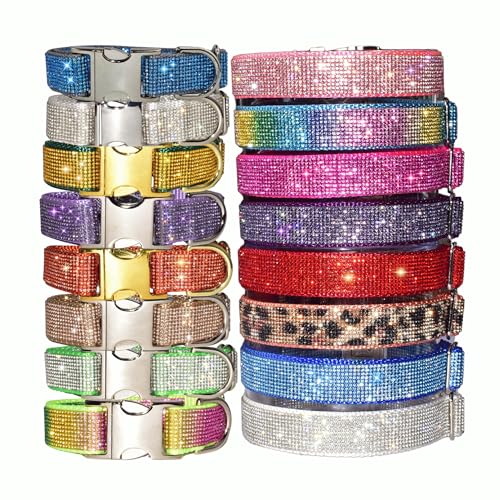 Real Rhinestone Dog Collars, Exquisite Jeweled Girl Dog Collar, Handmade Crystal Bling Dog Collars for Medium Dogs, Small Large and Giant Dogs Made in USA (1