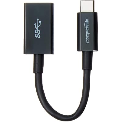 Amazon Basics USB 3.1 USB-C to USB-A Female Adapter Cable Converter, 5Gbps High-Speed, USB-IF Certified, Fast Transfer, Portable, for Laptops, Tablets, Phones (iPhone 16/15), Black