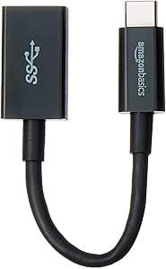 Amazon Basics USB 3.1 USB-C auf USB-A Buchse Adapter Kabel Konverter 5Gbps High-Speed USB-IF Zertifiziert für Laptops Tablets Handys (iPhone 16/15) Schwarz