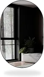 Espelho Decorativo Cápsula de 50x80 cm com Suporte de Parede (Preto)