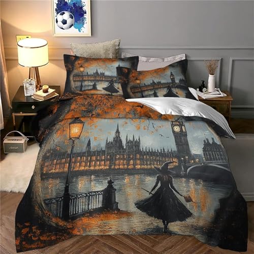 Housse de couette 3D Londres résistante et confortable 135x200 - 6