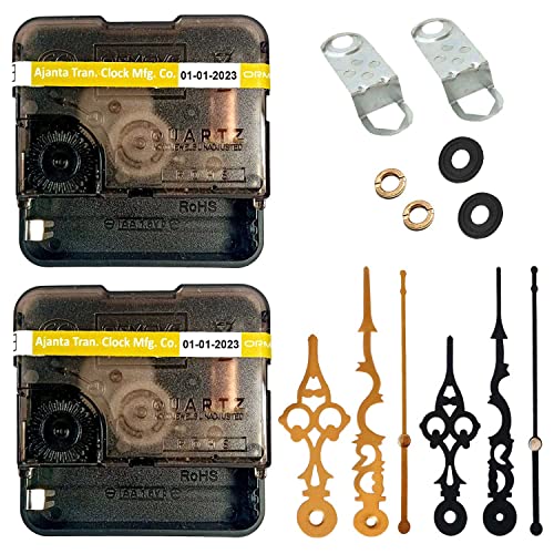 Image of Combo of Ormove Movement Ticking Wall Clock Machine with Hands (Needles : Antique Black, Gold)