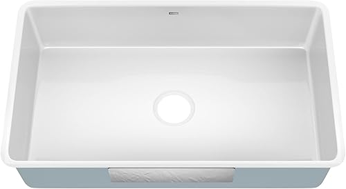 KRAUS Pintura KE1US32GWH - Fregadero de cocina de acero esmaltado esmaltado de porcelana de 32 pulgadas, color blanco