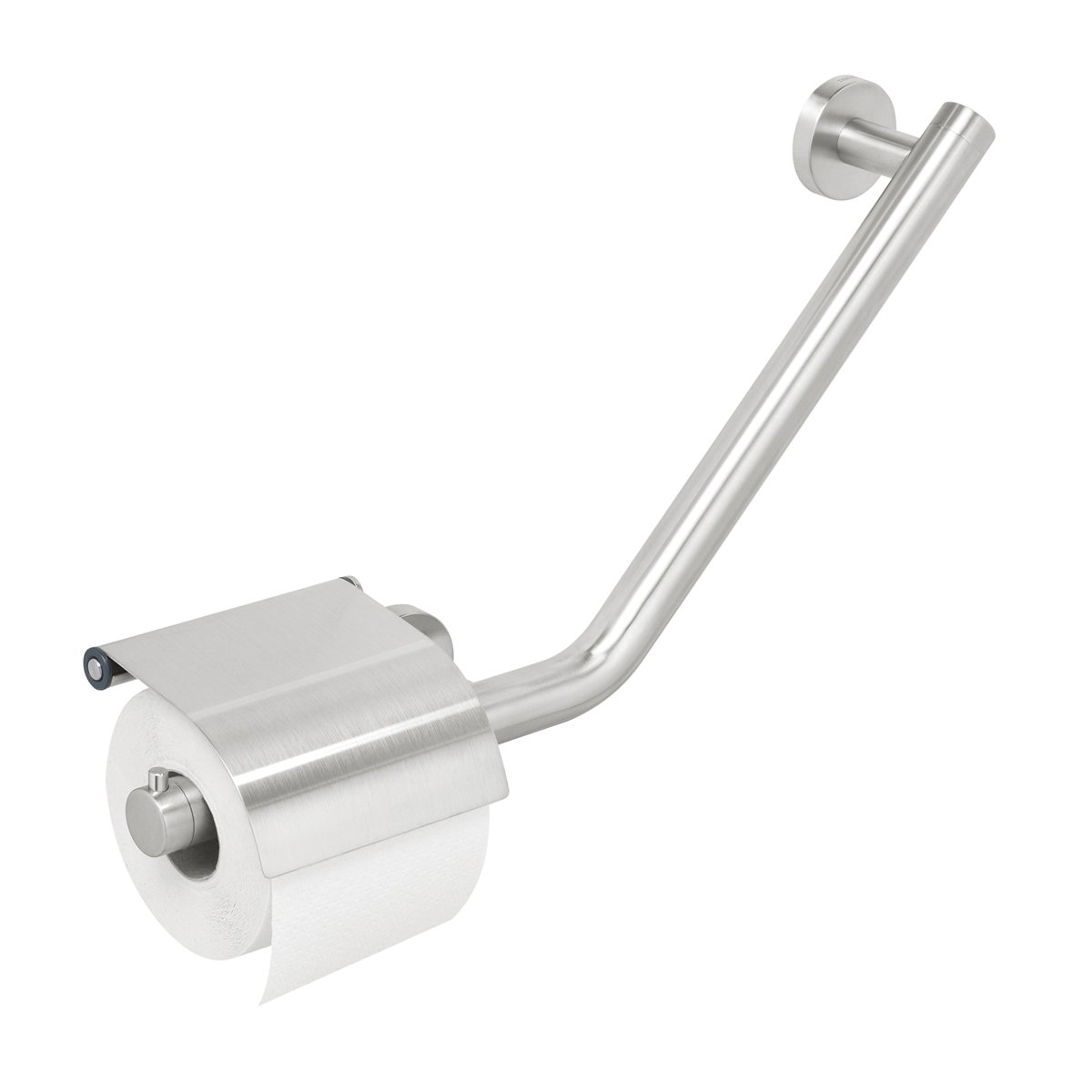 Tiger Stainless Steel Brushed Boston Comfort & Safety Grab Rail With Toilet Roll Holder, Right,