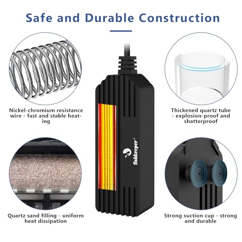 Image of fishkeeper Mini Aquarium Heater: 100W 63-93F Precise Control for 26-53 Gal