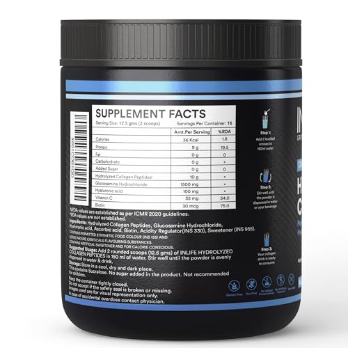 Image of INLIFE Japanese Collagen Powder | Hydrolyzed Collagen with Biotin & Hyaluronic Acid |Blueberry, 200g