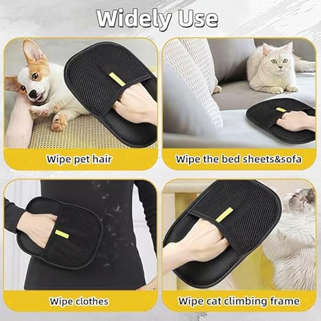 2PCS Pet Hair Removal Glove, Reusable Grooming Gloves for Pet Hair, Washable Cat & Dog Hair Remover for Couch, Furniture, Clothing, Carpet, Car Seats, Bed Sheet-uMV806By