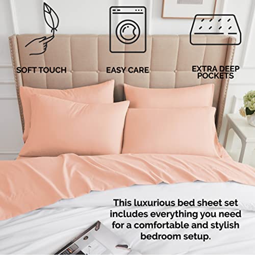Southshore Fine Living, Inc. Extra Deep Pocket Queen Sheet Set, 6-Piece, 21 Inch Deep Pocket Sheets, Machine Washable Premium Quality, Breathable, Bedsheet, Easy Care, Blush Queen Bedsheets #TOP5