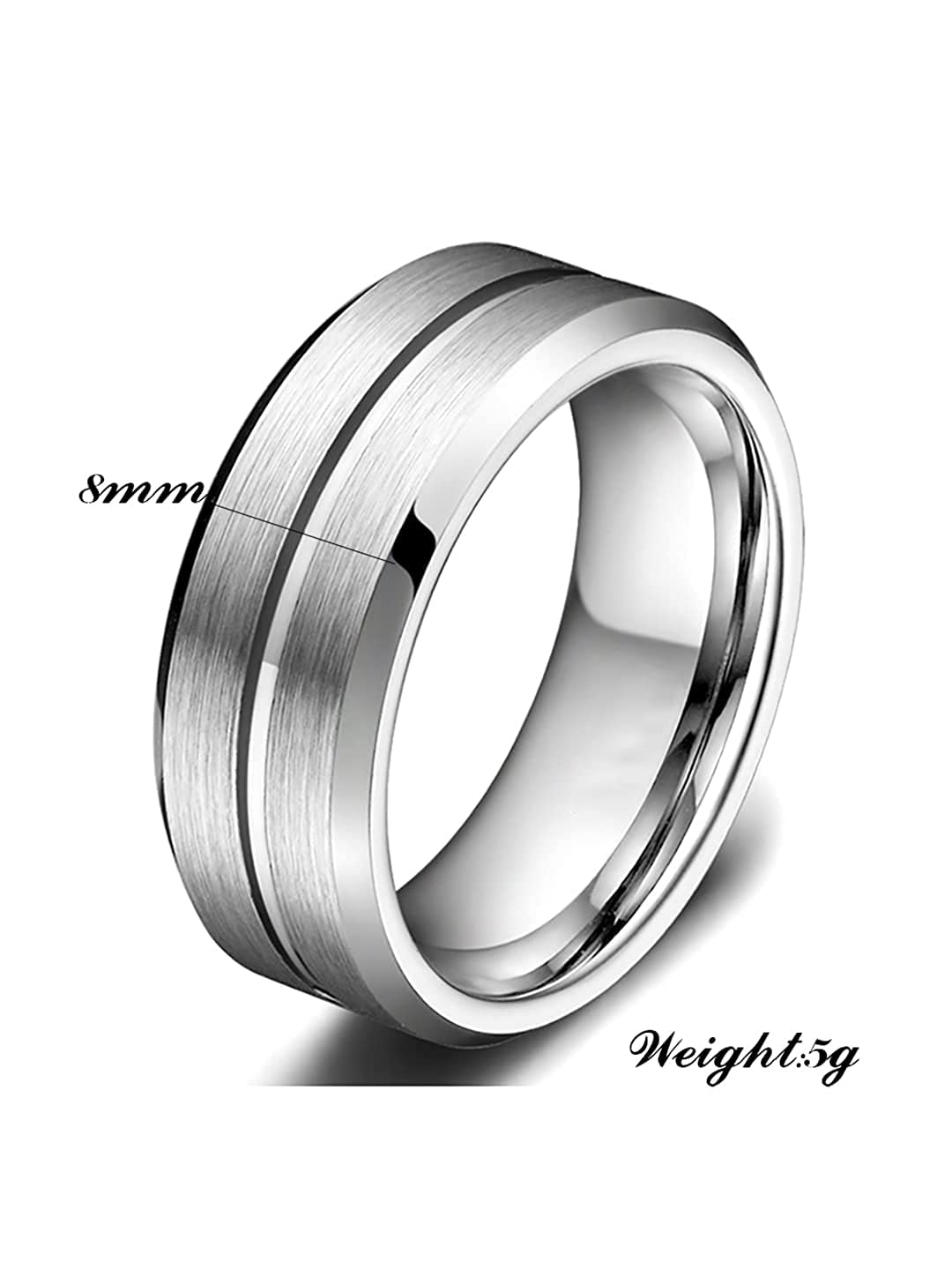 Stainless Steel Silver Toned Grey Finger Ring for Men