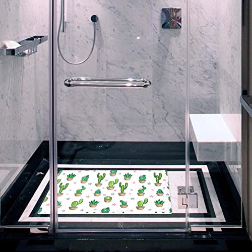 Alfombrilla de ducha para bañera familiar con estampado de cactus y orificios 7