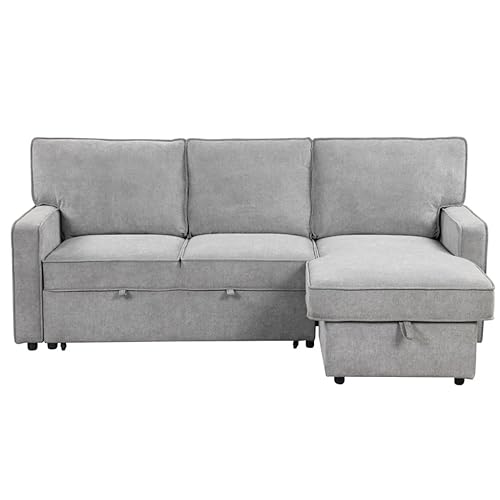 Sleeper Sectional Sofa,Pull-Out Bed with Storage Space, Port,2 Cup Holders