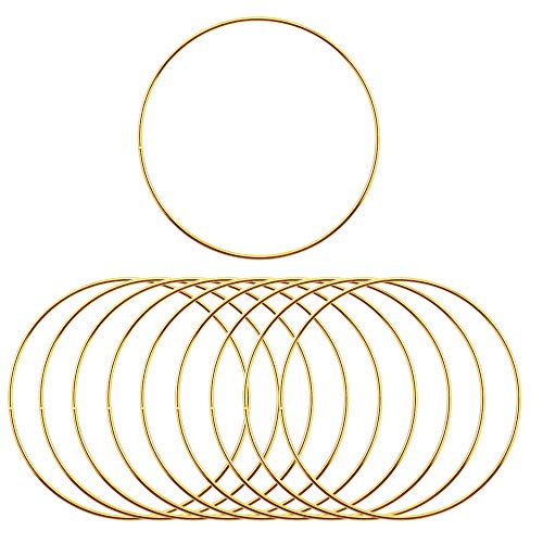 Wpxmer 10 Pcs 6 inch Dream Catcher Metal Rings Macrame Rings Hoops for Dream Catcher and Crafts, Gold