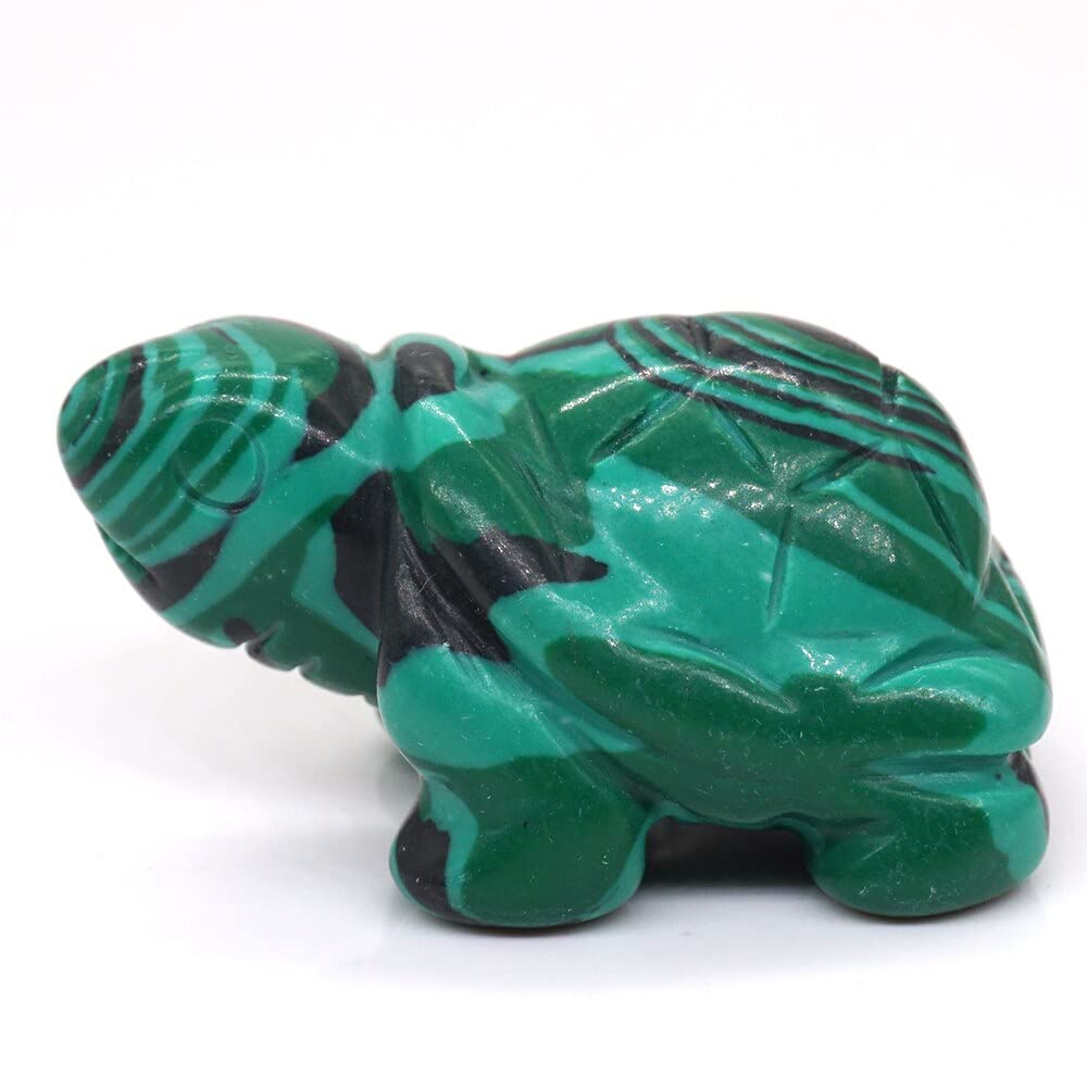 Hxscoo Malachite 1.5" Tortoise Statue Natural Gemstone Carving Healing Crystal Animals Figurines Reiki Stones Decoration Wholesale (Color : )