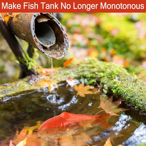Image of Ceramic Floating Fish Set, 2Pack Realistic Goldfish & Koi Figurines for Aquariums, Tea Pet Adornments, Fairy Garden Accents, and Pond or Desktop Decorations.