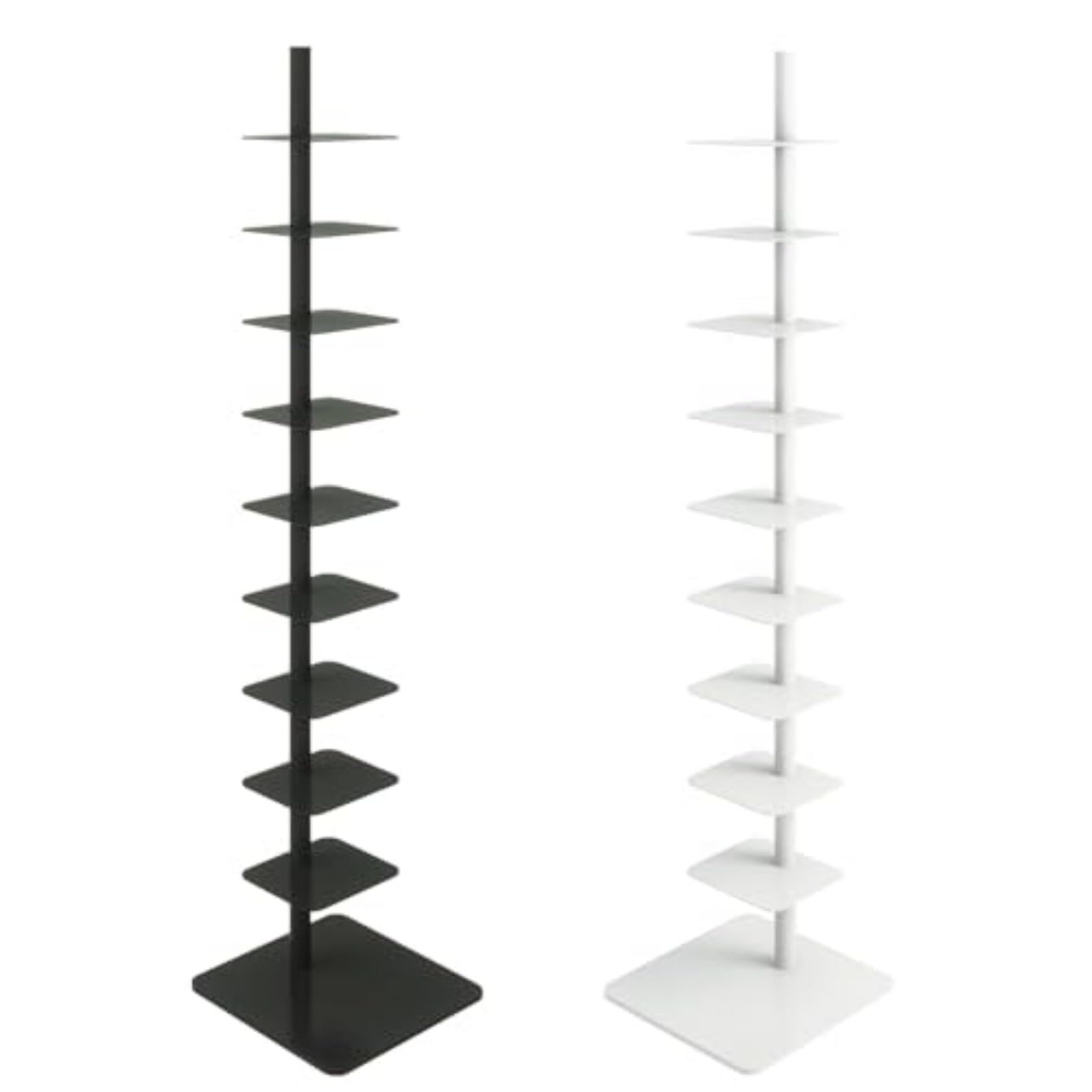 Estantería vertical de 9 niveles para ahorrar espacio en rincones pequeños, color negro