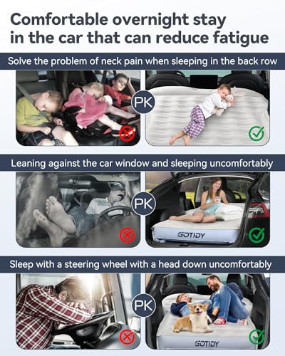 GOTIDY SUV Mattress Camping Bed, SUV Air Mattress Bed, Car Travel Inflatable Mattress Flocking Air Bed Camping Universal SUV - Camping & Home - Image 4