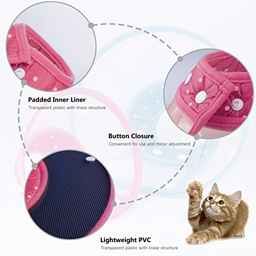 PETBABA Cat Cone Collar in Recovery, Clear Elizabethan Not Block Vision, Soft Padded E-Collar Protect Neck, Suitable Kitten Puppy Dog Pet in Surgery Remedy Grooming - S in Rose