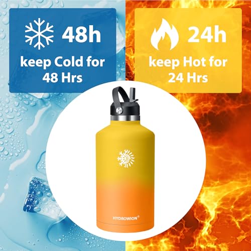 Image of 128oz Insulated Water Bottle, Triple Wall Vacuum Stainless Steel Bottle, 48H Cold & 24H Hot, Leak-Proof BPA-F Jug with Straw & Spout Lids for Sports & Outdoor