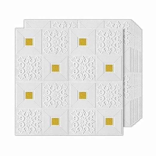 See full amazon price history chart for MEXFO Self-Adhesive Waterproof PE Foam 3D Wall Panels Wallpaper Sticker for Bathroom, Living Room, and Home Decoration (Gold on White, 77 X 70 cm) Pack of 20 MEXFO Self-Adhesive Waterproof PE Foam 3D Wall Panels Wallpaper Sticker for Bathroom, Living Room, and Home Decoration (Gold on White, 77 X 70 cm) Pack of 20 (B0DHSJ2VT9) Amazon Price History, Amazon Price Tracker