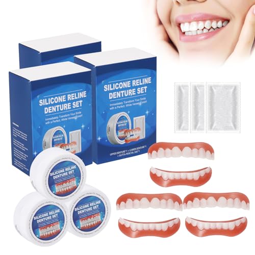 Kit de superação dentária de silicone, conjunto para fixar os dentes superiores e inferiores de homens e mulheres (3 conjuntos)