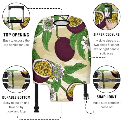 Travel Suitcase Cover Stretchable Luggage Protector with Secure Fastenings Wheel Guard Handle Access Slots Personalized Stylish Patterns Water-Resistant Material Passion Fruits3