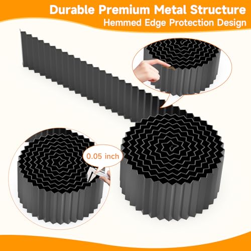 MTART Corrugated Metal Edging for Landscaping, Sturdy Garden Edging Border for Flower Bed, Lawn and Landscape Edging (Black, 6\"×40Ft) - Thumbnail 2