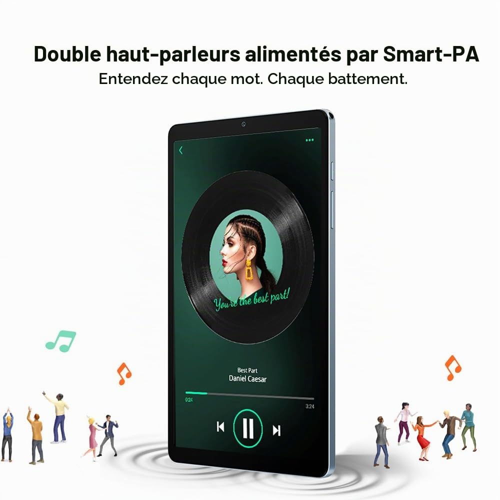 Blackview Link2 8 Pouces Tablette Android 15, 12Go+128Go/2To Mini Tablette Tactile, Widevine L1, 5000mAh, 5G WiFi Tablet PC avec Coque, Gemini Al 2.0, 3,5mm Klinke/OTG/FM, Noir