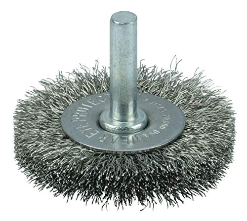 Image of Weiler 17974 2 inch Stem-Mounted Crimped Wire Radial Wheel, .008 inch Stainless Steel Fill, 1 /4 inch Stem, Made in The USA (Pack of 10)
