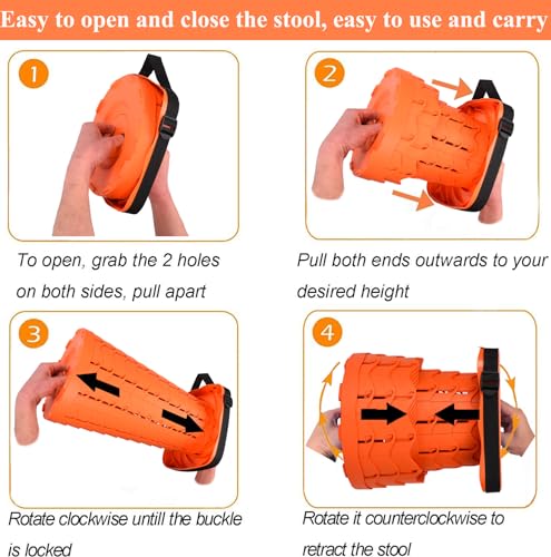 Image of Fishboy Upgraded Collapsible Stool, 400lbs Max Weight, Lightweight But Sturdy, Portable Retractable Folding Telescoping Foldable Camping Stool for Adults Outdoor Fishing Hiking BBQ