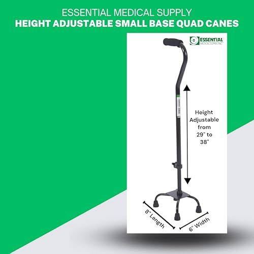 Miniatura 6 de Essential Medical Supply Base pequeña Quad Cane, negro