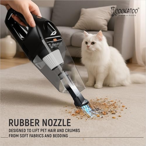 Image of Cockatoo WL-X07-BATTERY Handheld Vacuum Cleaner for Home & Car, Cordless, 5600Pa Suction Power, 7.4V 60W, 4000mAh Battery, 20 Minutes Run Time, LED Light, Dry Cleaning, Black /Grey
