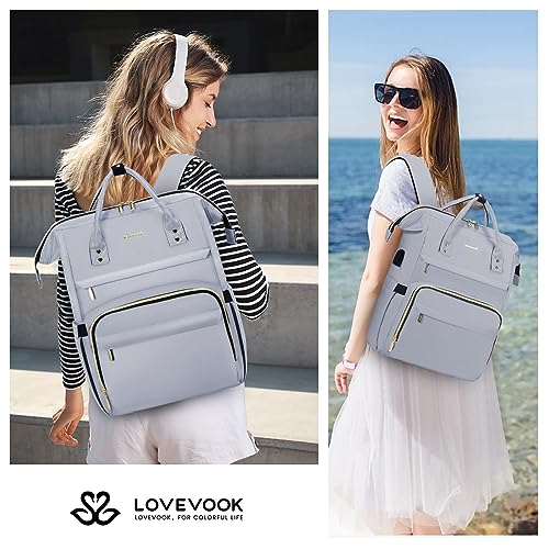Image of LOVEVOOK Laptop Backpack for Women Teacher Backpacks Nurse Bags,Work Bag Backpack Purse Bags Anti-Theft Travel Backpacks with USB Charging Port,15.6 Inch Backpack for College Business Casual