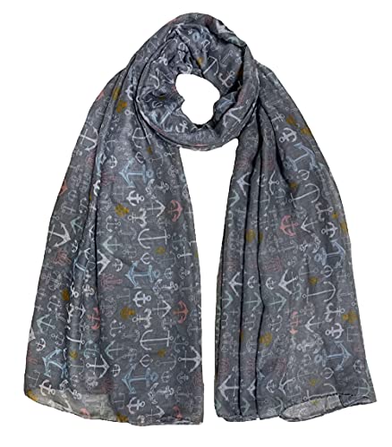 Lina & Lily Anchor Print Women's Scarf Shawl Wrap Lightweight2