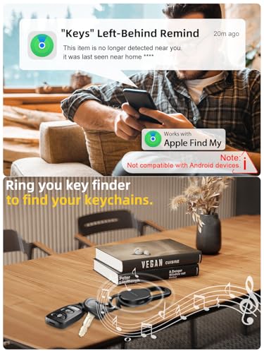 Image of Keychain, Key Finder Built-in Anti-Loss Tracker, Heavy Duty Key Holder, Premium Stainless Steel Keychain Carabiner Car Key Chains with GPS Global Locator Tracking Waterproof (Black)