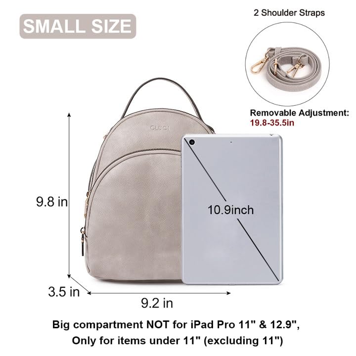 Image of CLUCI Small Backpack Purse for Women Mini Cute Backpack Leather Convertible Fashion Travel Girls Shoulder Bag, Grey