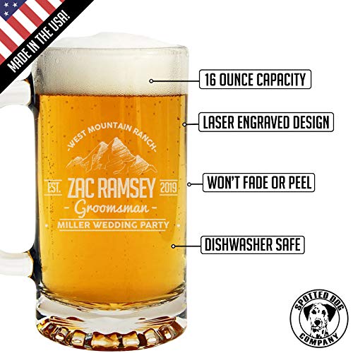 Personalized Etched 16Oz Glass Beer Mug Stein - Custom Engraved Christmas Gifts For Men, Dad Drinking Birthday Glasses, Gifts For Him, Ramsey #TOP2