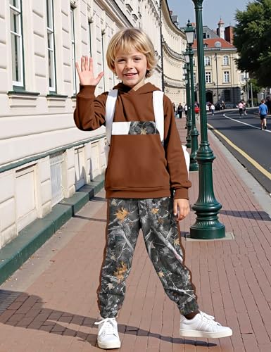 Image of Boys Clothes Boy Outfits 2-Piece Long Sleeve Hoodie and Camouflage Pants Boys Fall Winter Clothes for 6-16 Years