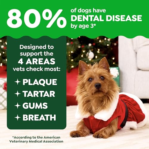 Image of Greenies Veterinarian-Recommended, Limited-Edition Natural Dental Dog Treats Teenie Size, Gingerbread Flavor, 6 oz. Pack, 22 Count