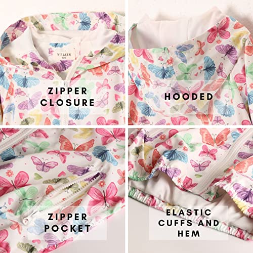 Welaken Baby Girls' Water-Resistant Butterfly Printed Jacket Lightweight And Breathable Fall Windbreaker thumb #2