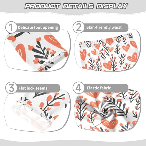 Romantic Hearts Flowers Girls Leggings Soft Stretch Workout Yoga Dance Pants for Kids Casual Tights3